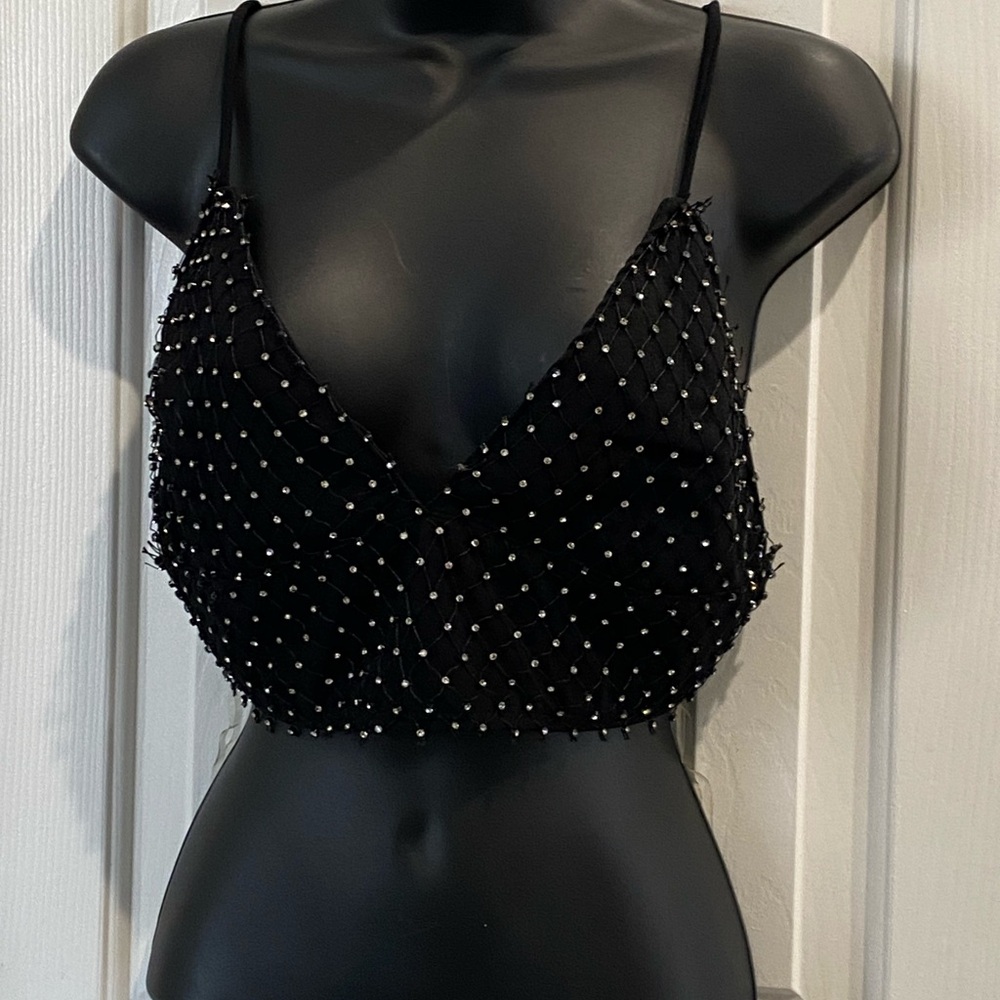 Rhingston Beaded Crop Top size L